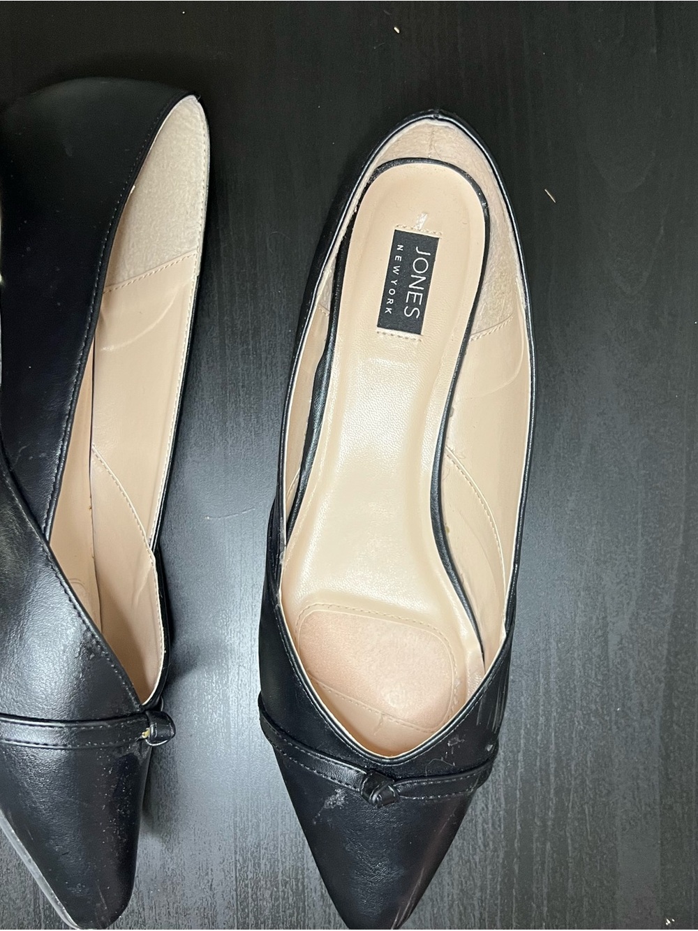 Jones New York Black Pointed-Toe Knot Flats - Picture 2 of 5